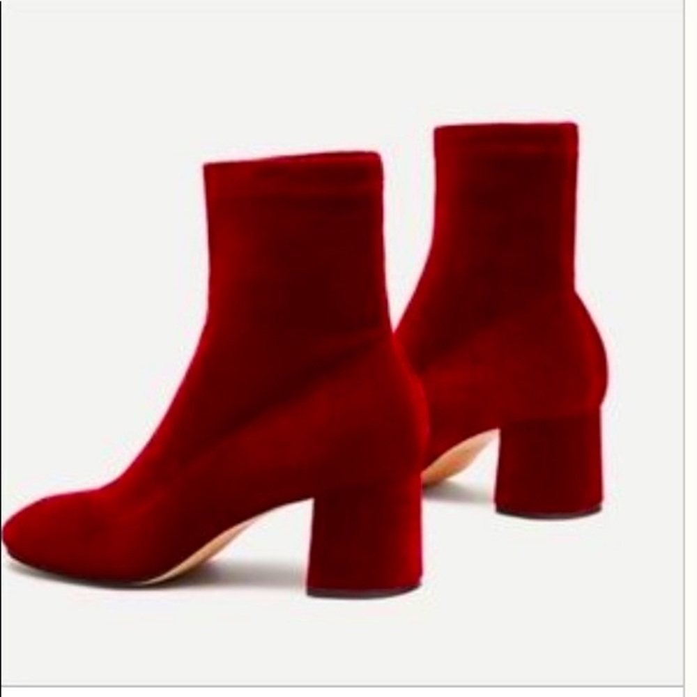 Red velvet sock bootie